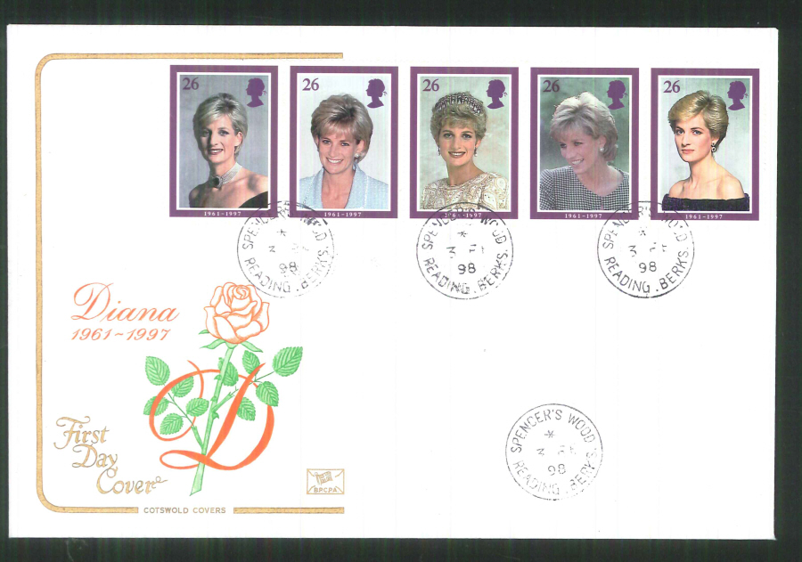 1998 Cotswold Diana 1961-1997 FDC Spencers Wood C D S Postmark