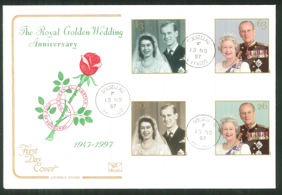 1997 Cotswold Royal Golden Wedding FDC Dolgellau C D S Postmark