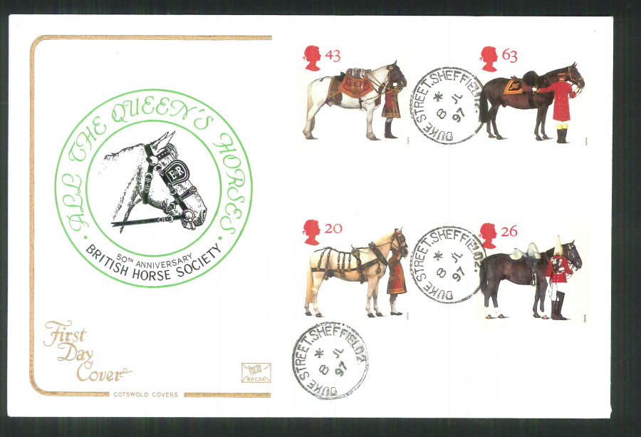 1997 Cotswold The Queens Horses FDC Duke Street C D S Postmark - Click Image to Close