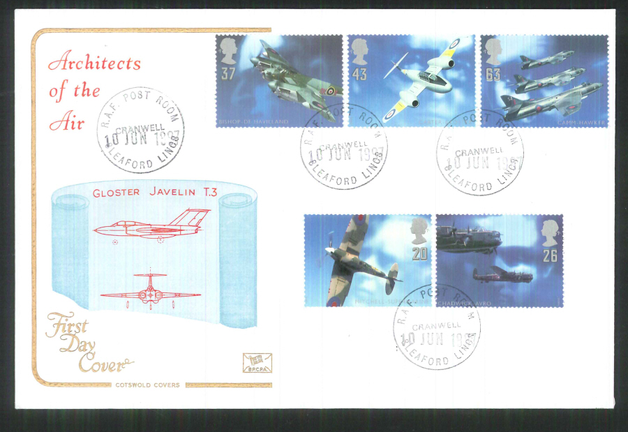 1997 Cotswold Architects of the Air FDC Cranwell C D S Postmark - Click Image to Close