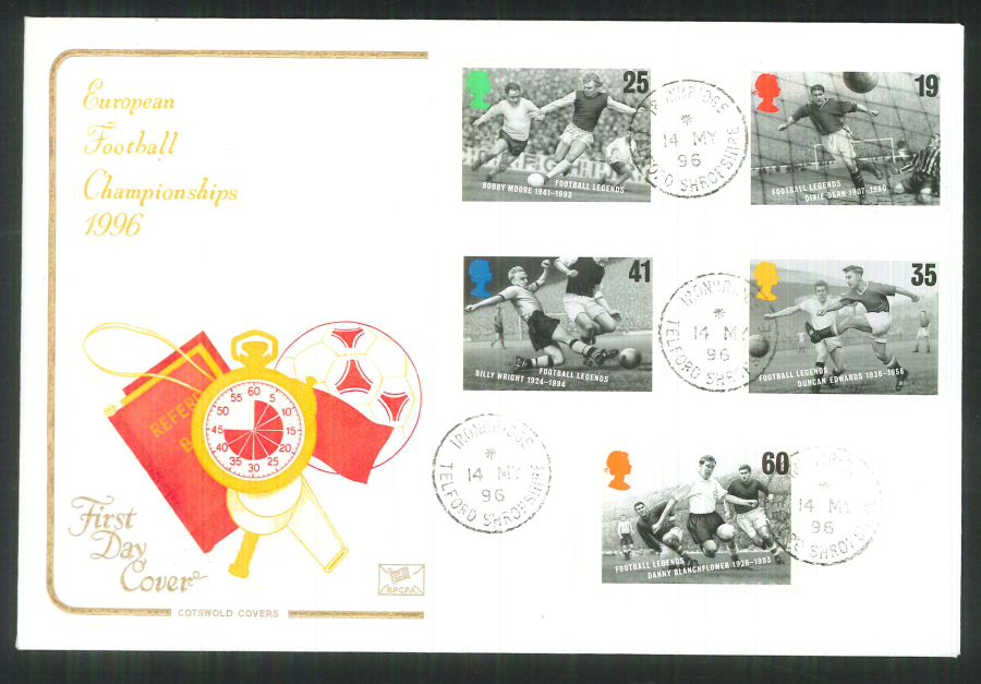 1996 Cotswold Football Legends FDC Ironbridge Telford C D S Postmark