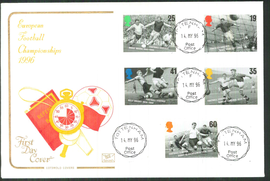 1996 Cotswold Football Legends FDC Tottenham C D S Postmark