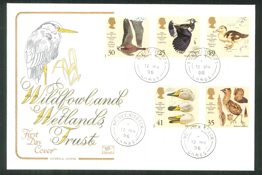 1996 Cotswold Wildfowl & Wetlands FDC Welney C D S Postmark - Click Image to Close