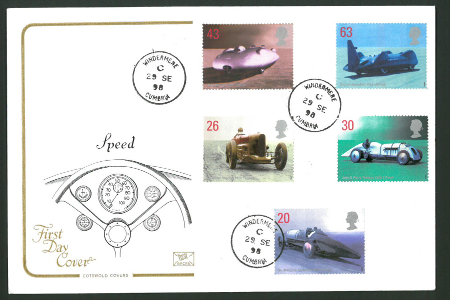 1998 Cotswold Speed FDC Windermere C D S Postmark - Click Image to Close