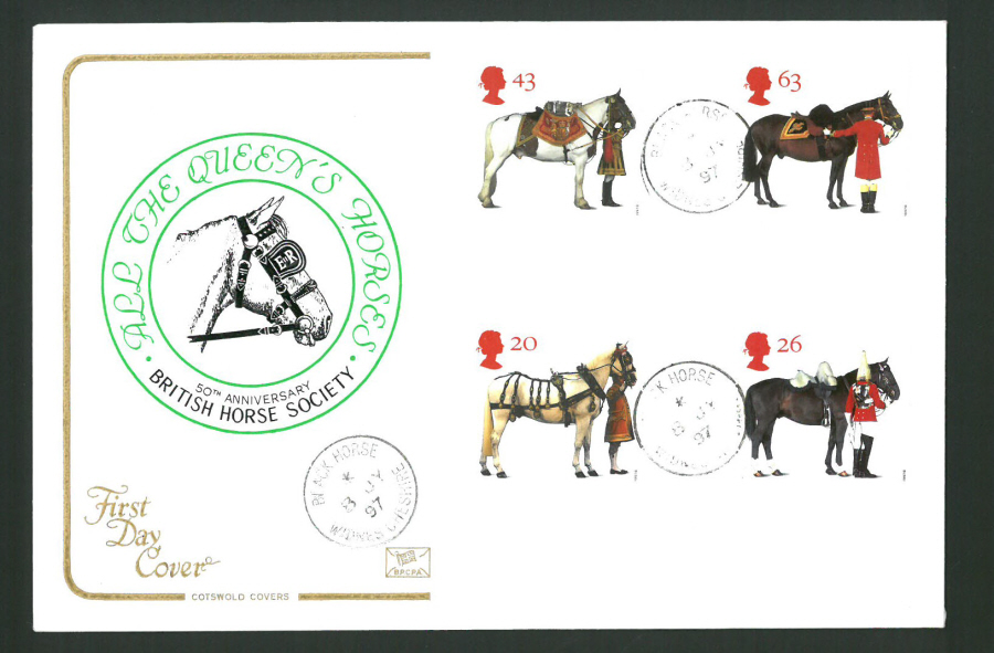 1997 Cotswold The Queens Horses FDC Blackhorse C D S Postmark