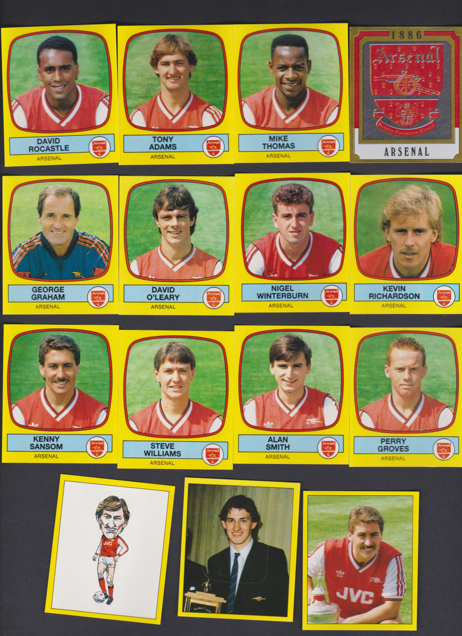 Panini Football 88 Stickers Group from Aresenal of 13 stickers