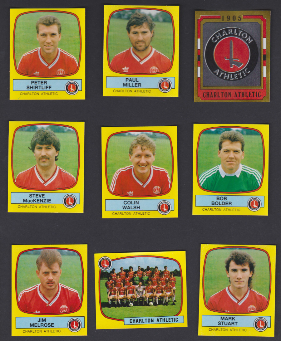 Panini Football 88 Stickers Group from Charlton Athletic of 9 stickers