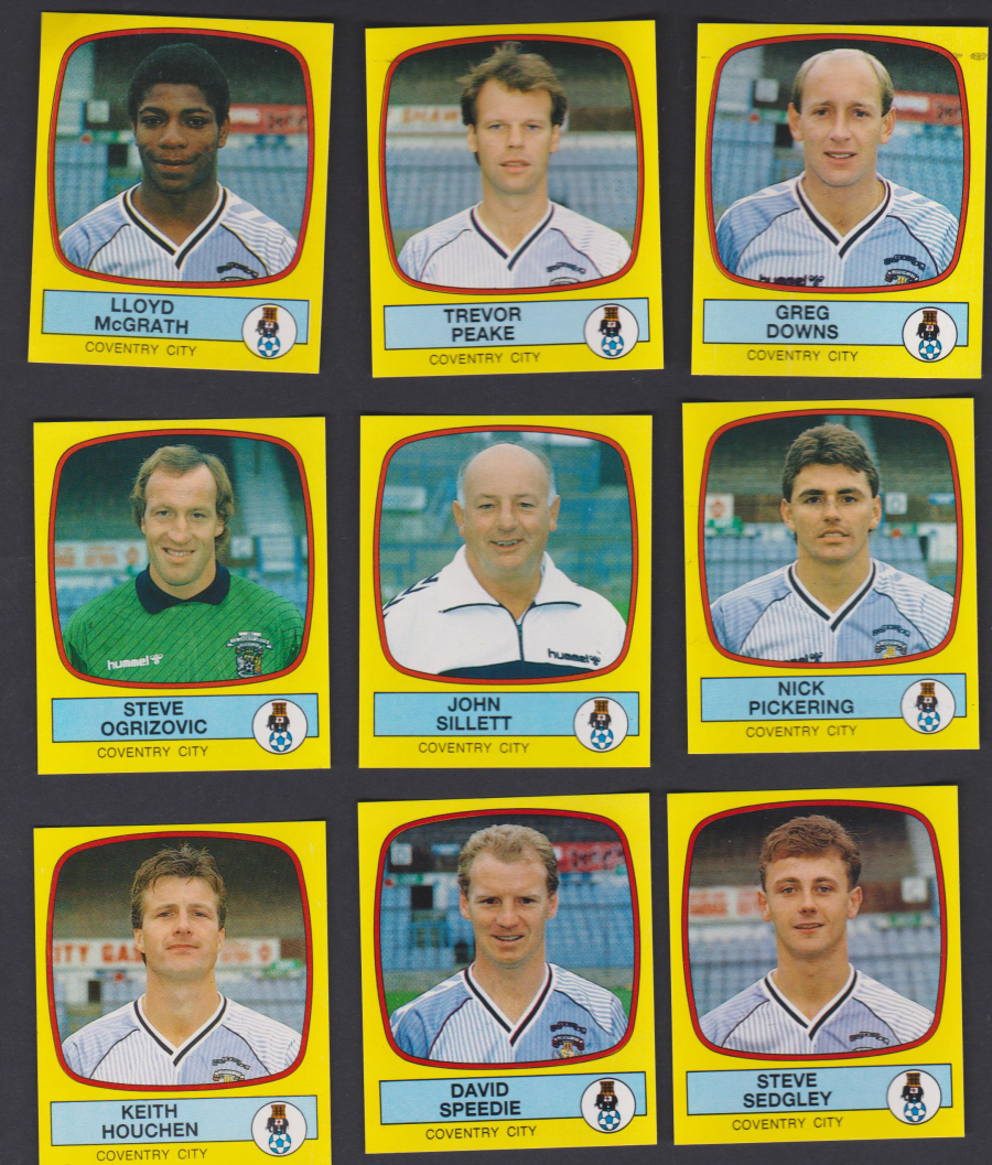 Panini Football 88 Stickers Group from Coventry City of 9 stickers