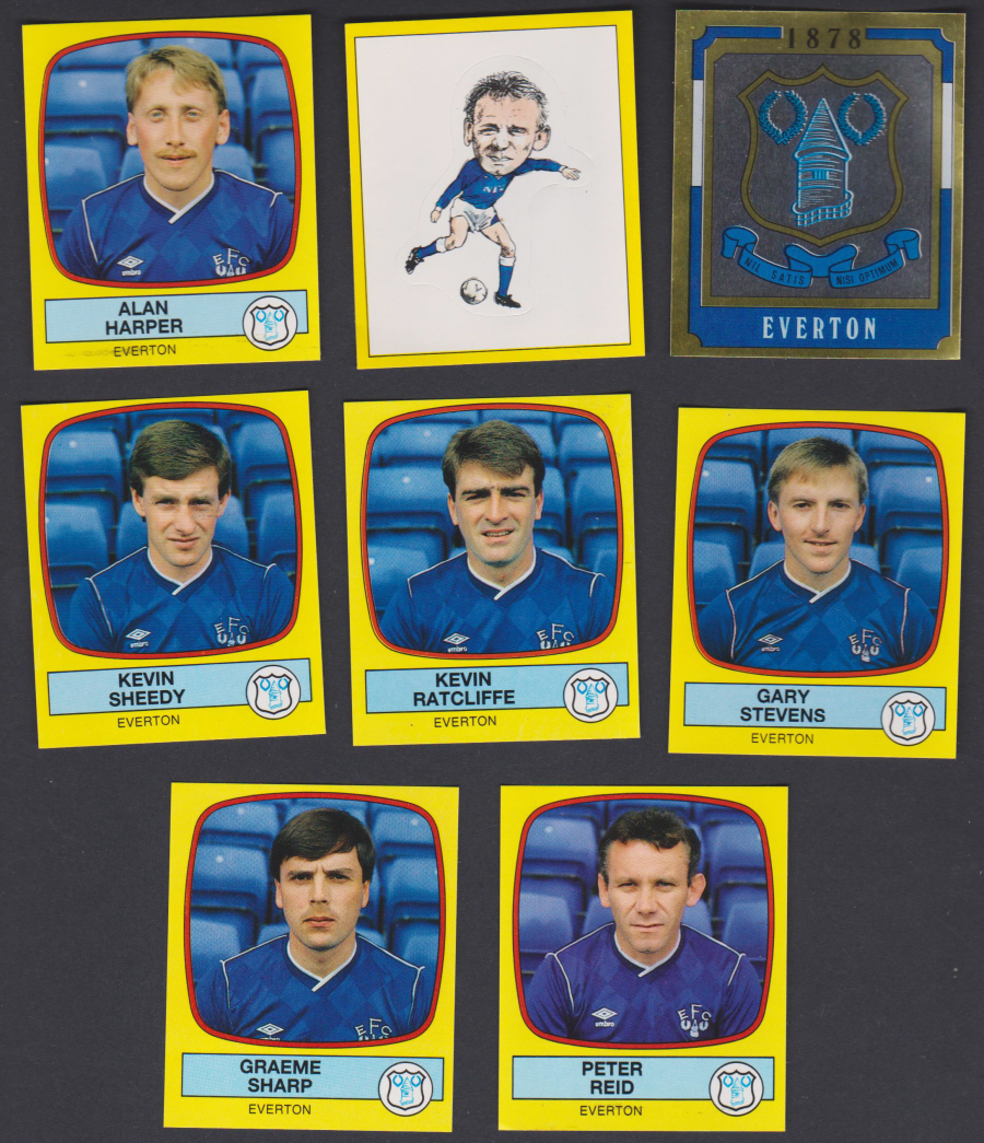 Panini Football 88 Stickers Group from Everton of 8 stickers - Click Image to Close