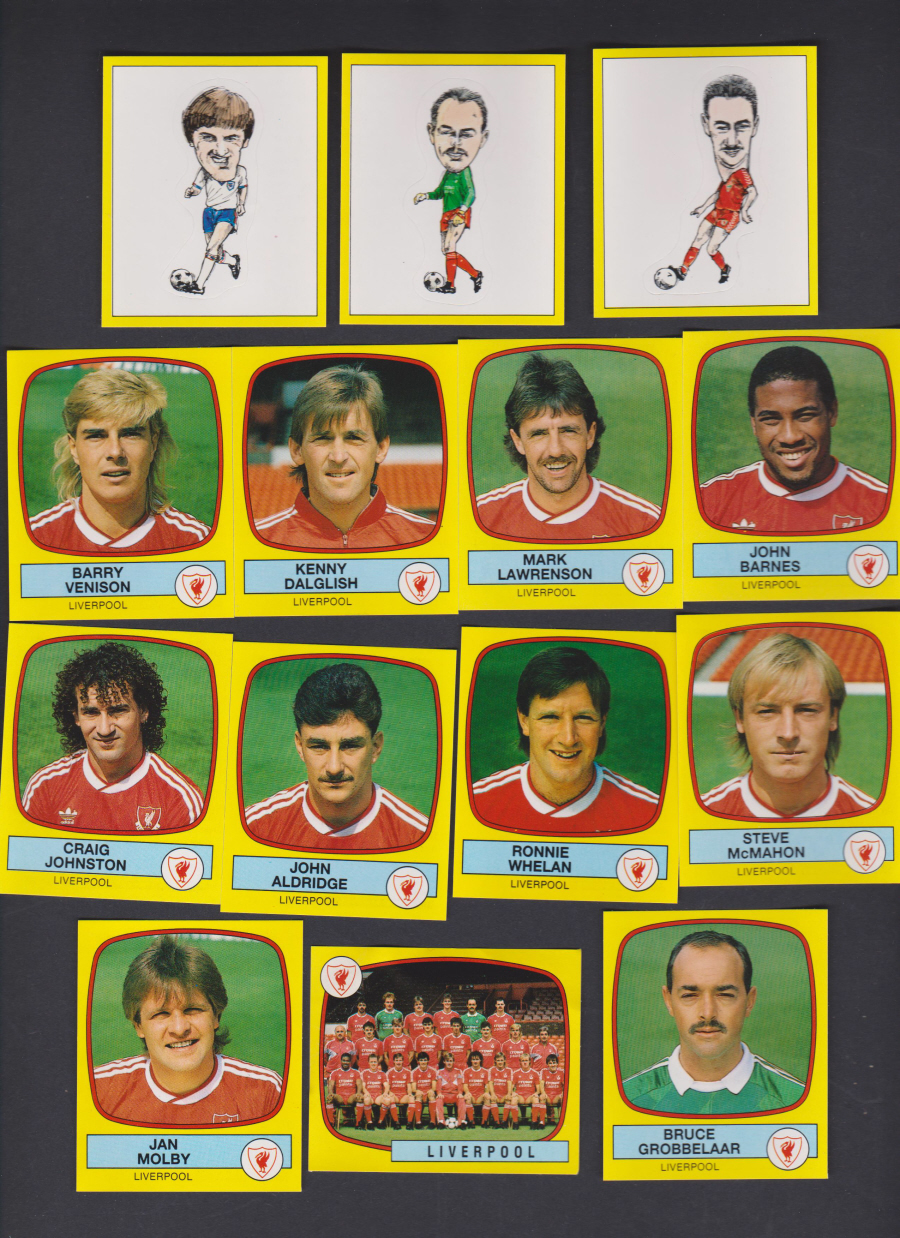 Panini Football 88 Stickers Group from Liverpool of 14 stickers