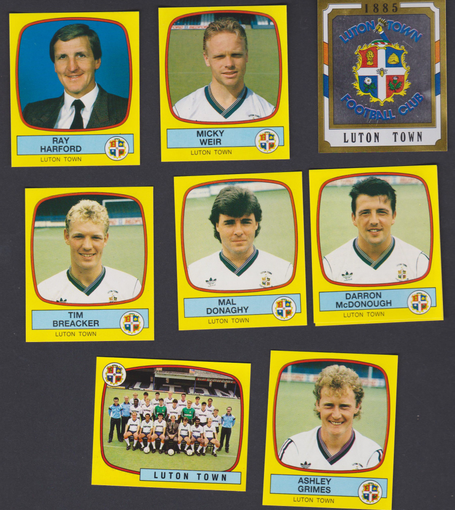 Panini Football 88 Stickers Group from Luton Town of 8 stickers - Click Image to Close