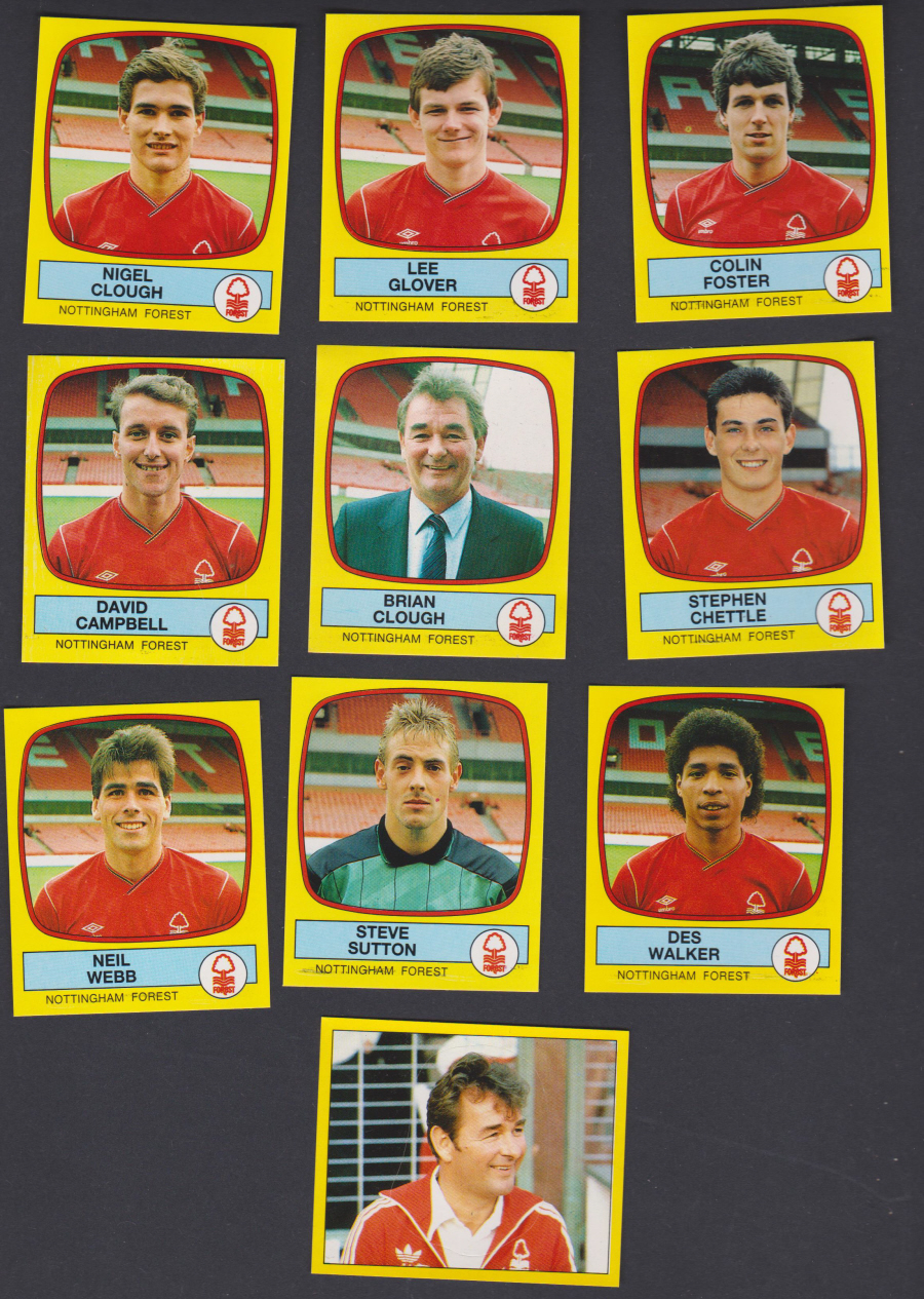 Panini Football 88 Stickers Group from Nottingham Forest of 10 stickers - Click Image to Close