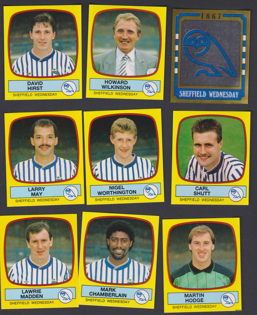 Panini Football 88 Stickers Group from Sheffield Wednesday of 9 stickers