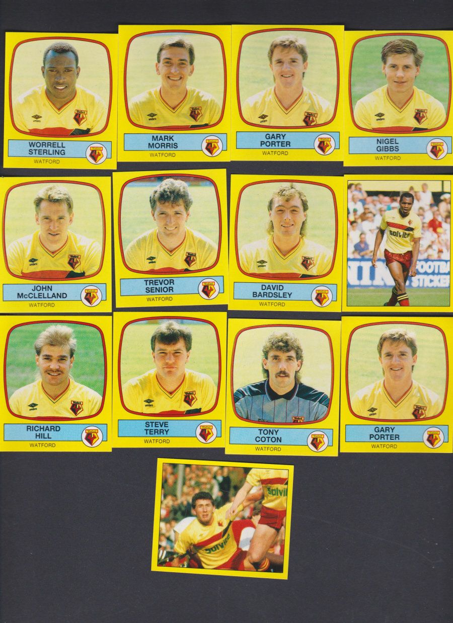 Panini Football 88 Stickers Group from Watford of 13 stickers