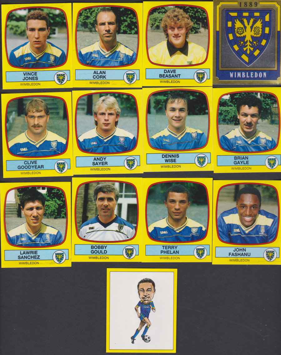 Panini Football 88 Stickers Group from Wimbledon of 13 stickers - Click Image to Close
