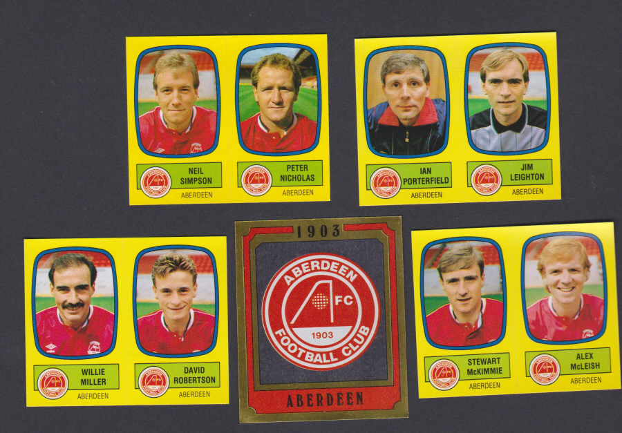 Panini Football 88 Stickers Group from Aberdeen of 5 stickers