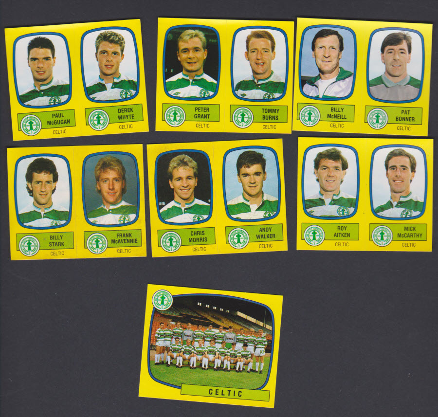 Panini Football 88 Stickers Group from Celtic of 7 stickers
