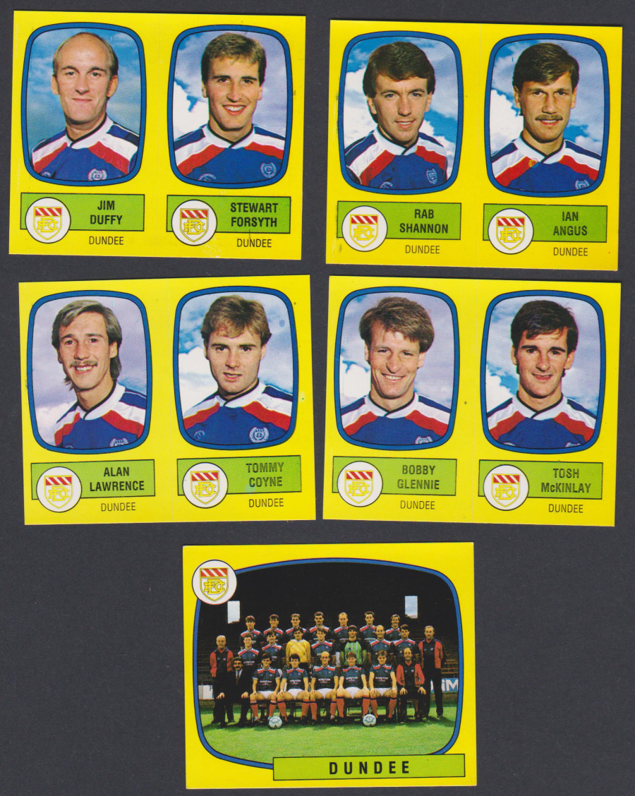 Panini Football 88 Stickers Group from Dundee of 5 stickers
