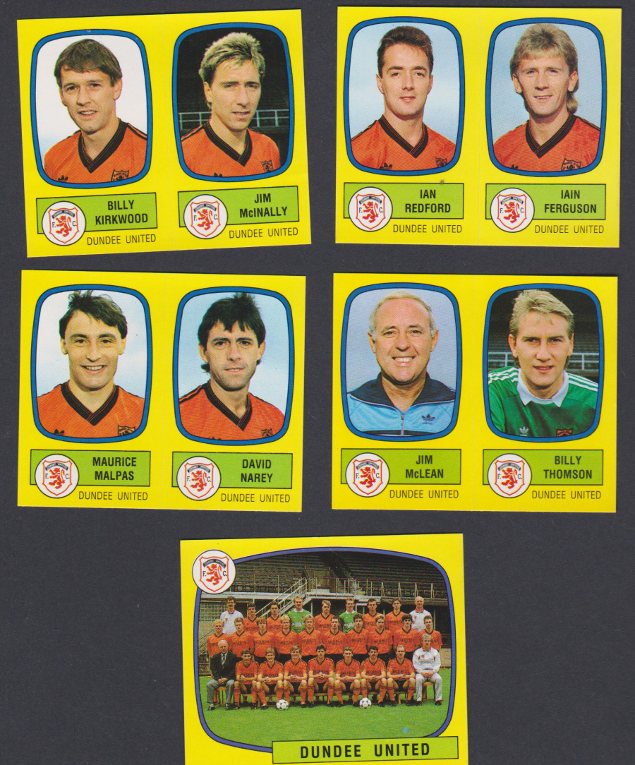 Panini Football 88 Stickers Group from Dundee United of 5 stickers