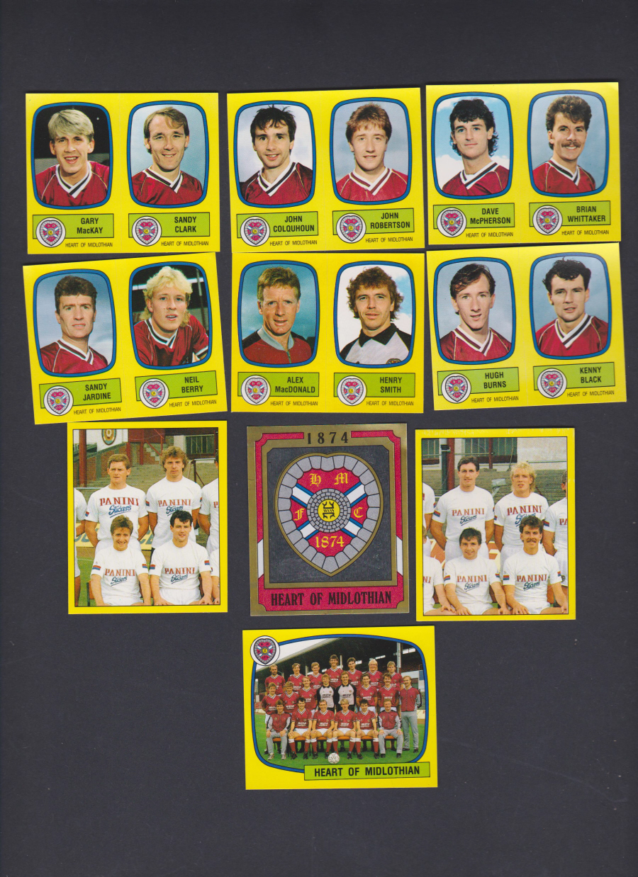 Panini Football 88 Stickers Group from Heart of Midlothian of 10 stickers