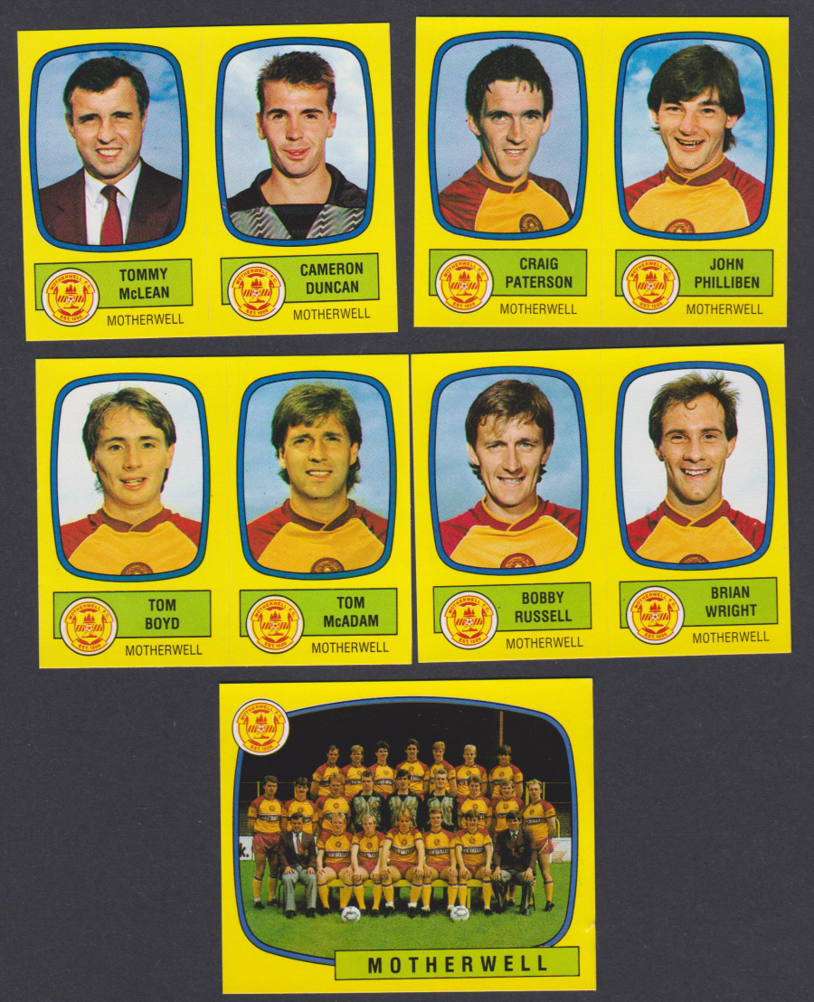 Panini Football 88 Stickers Group from Motherwell of 5 stickers