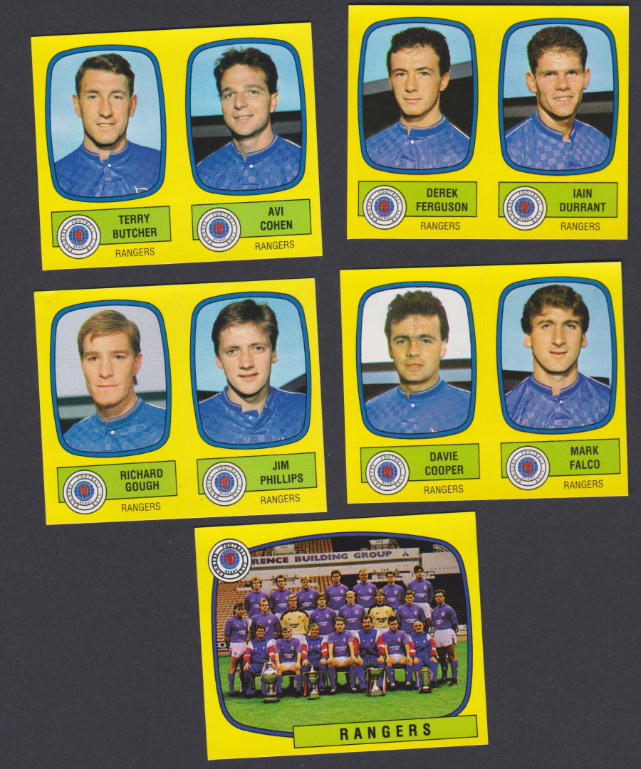 Panini Football 88 Stickers Group from Rangers of 5 stickers