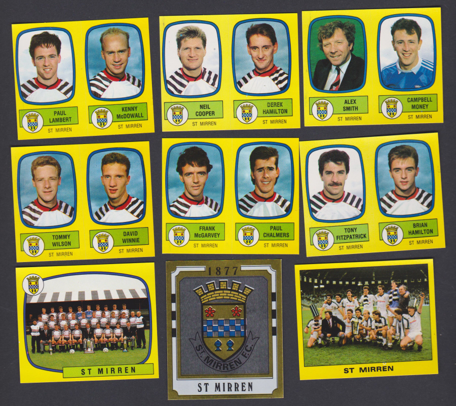 Panini Football 88 Stickers Group from St Mirren of 9 stickers
