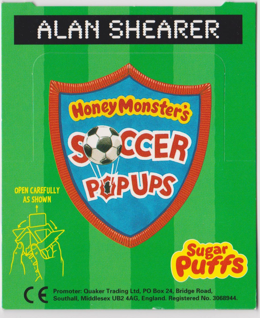 Nabisco Honey Monsters Soccer Pin Ups XL from set of 6 Alan Shearer