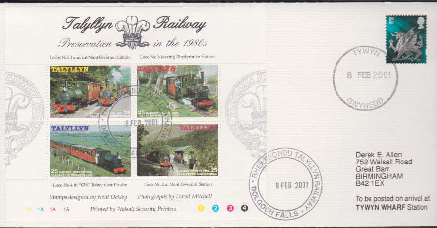 2001 Railway Talyllyn Railway Cover Tywyn Postmark - Click Image to Close