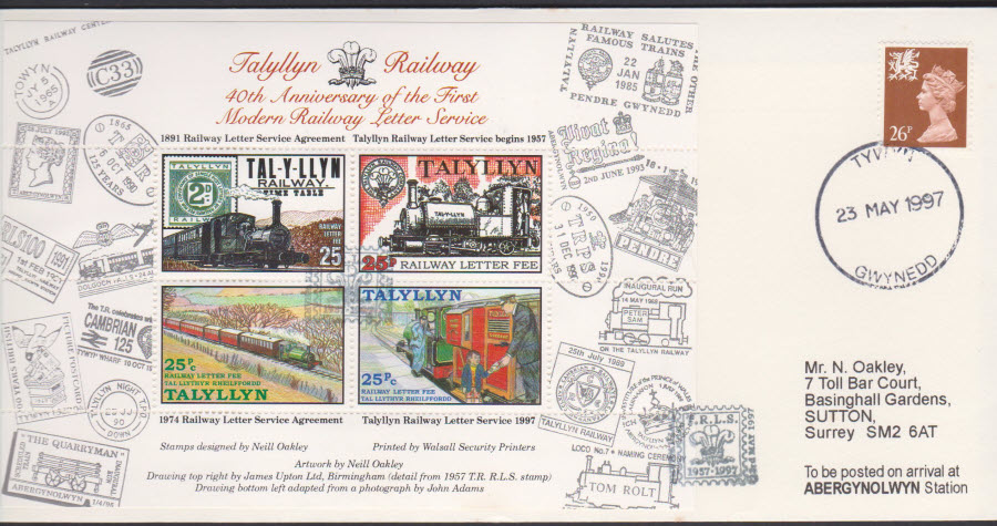 1997 Railway Talyllyn Railway Cover Tywyn Postmark