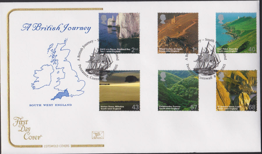 2005 S West England COTSWOLD FDC Penzance Cornwall Handstamp
