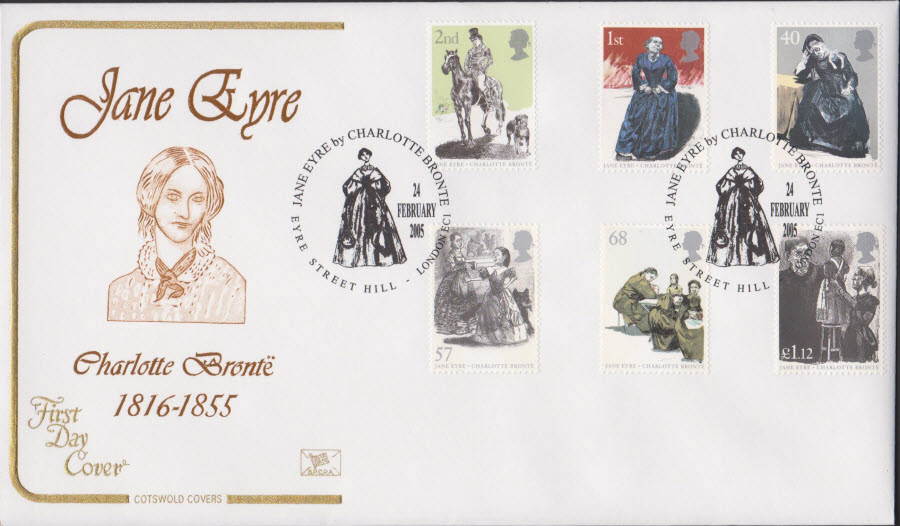 2005 Jane Eyre Set COTSWOLD FDC Eyre St Hill London Handstamp - Click Image to Close