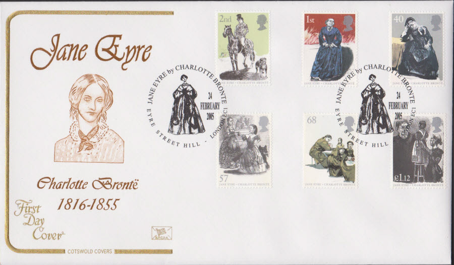 2005 Jane Eyre Set COTSWOLD FDC Eyre St Hill London Handstamp