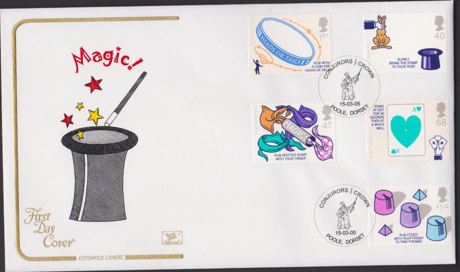2005 Magic COTSWOLD FDC Conjurors 1/2 Crowm, Poole Handstamp - Click Image to Close