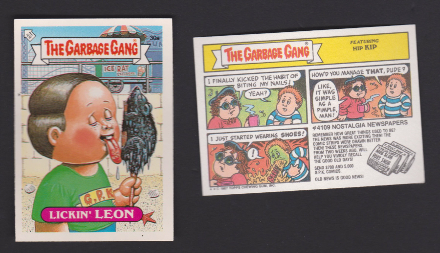 Topps U K Issue Garbage Gang 1991 Series 30a Leon Red Back
