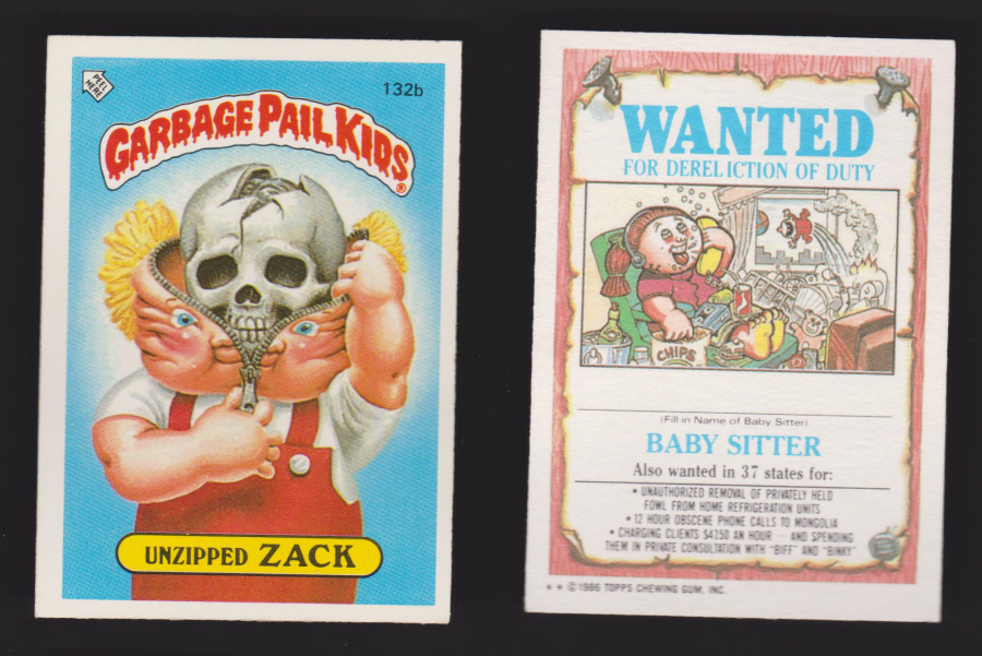 Topps Garbage Pail Kids U K iSSUE 1985 4th. Series 132b Zac - Click Image to Close