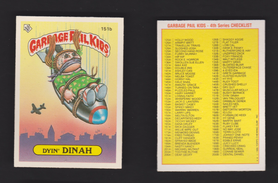 Topps Garbage Pail Kids U K iSSUE 1985 4th. Series 151b DINAH - Click Image to Close