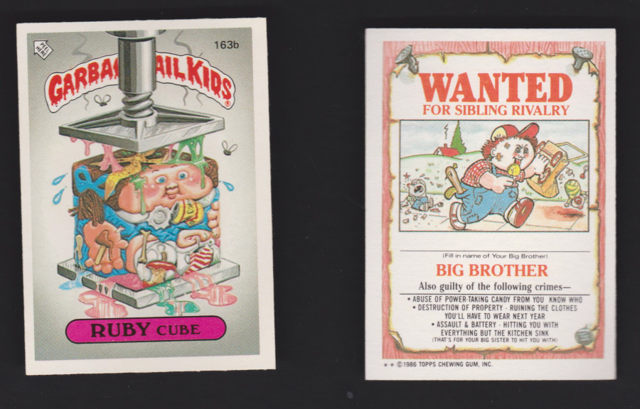 Topps Garbage Pail Kids U K iSSUE 1985 4th. Series 163b RUBY