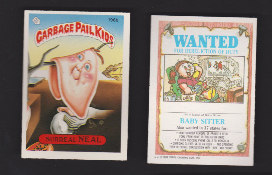 Topps Garbage Pail Kids U K iSSUE 1985 4th. Series 196b NEAL - Click Image to Close