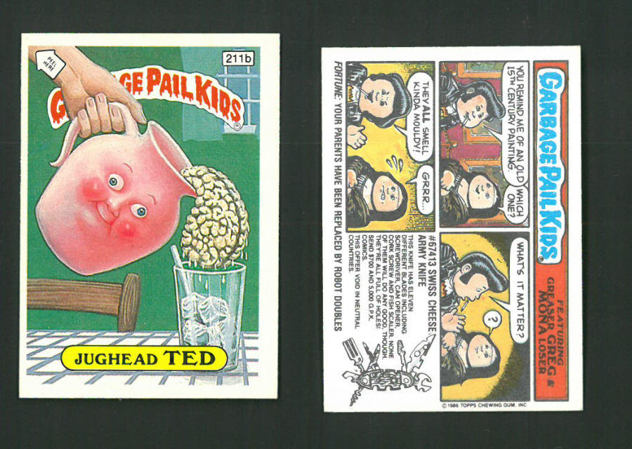 Topps Garbage Pail Kids U K iSSUE 1985 6th. Series 211b TED