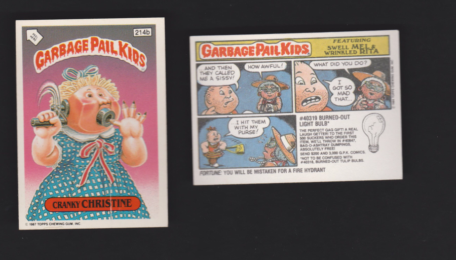 Topps Garbage Pail Kids U K iSSUE 1985 6th. Series 214b CHRISTINE DIFFERENT