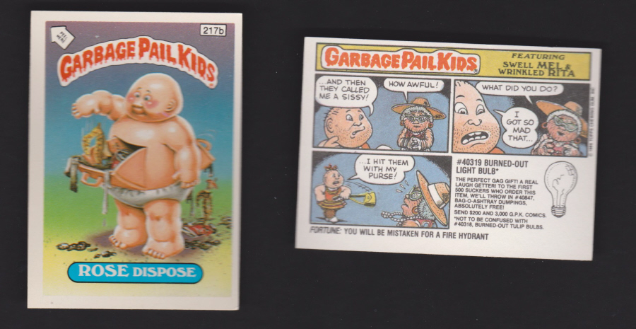 Topps Garbage Pail Kids U K iSSUE 1985 6th. Series 217b ROSE DIFFERENT