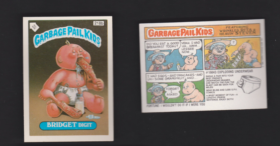 Topps Garbage Pail Kids U K iSSUE 1985 6th. Series 218b BRIDGET