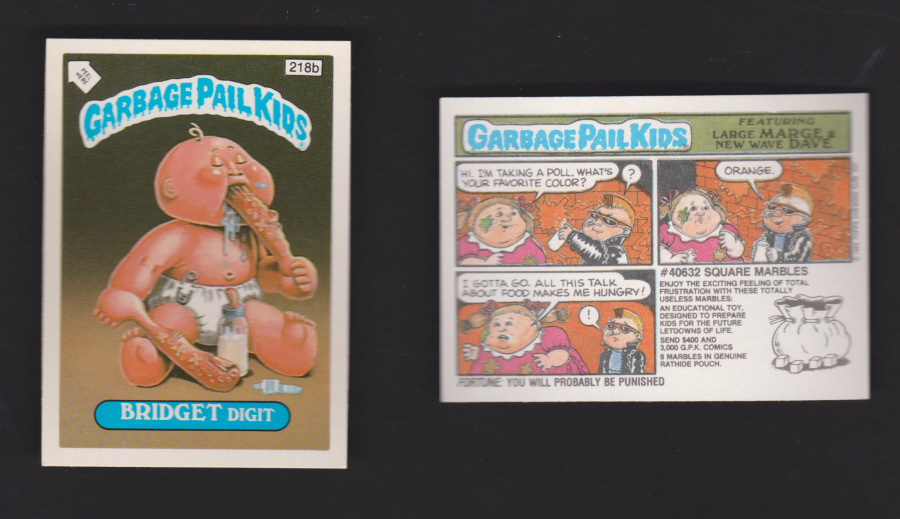 Topps Garbage Pail Kids U K iSSUE 1985 6th. Series 218b BRIDGET DIFFERENT