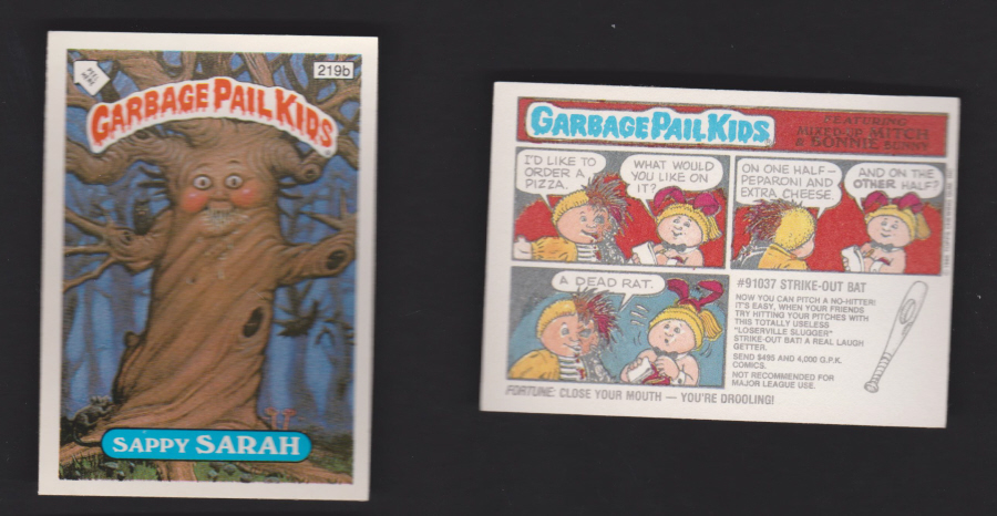 Topps Garbage Pail Kids U K iSSUE 1985 6th. Series 219b SARAH