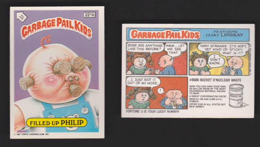 Topps Garbage Pail Kids U K iSSUE 1985 6th. Series 221b PHILIP DIFFERENT