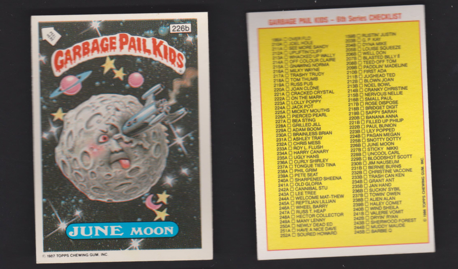 Topps Garbage Pail Kids U K iSSUE 1985 6th. Series 226b JUNE