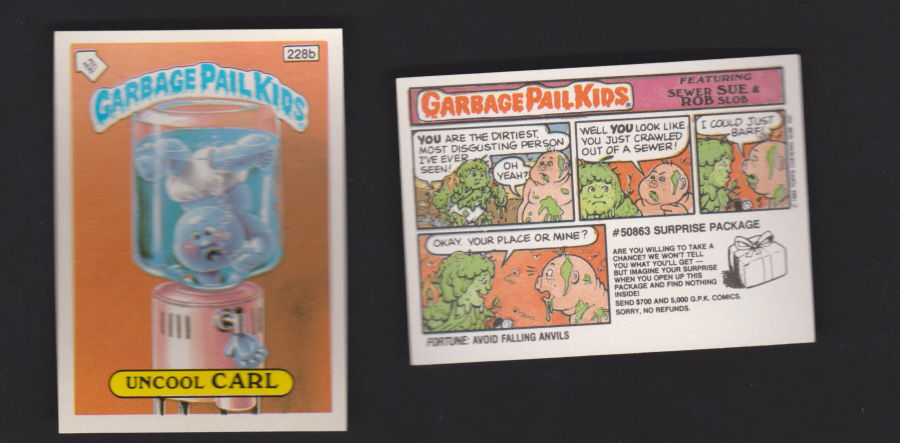 Topps Garbage Pail Kids U K iSSUE 1985 6th. Series 228b CARL