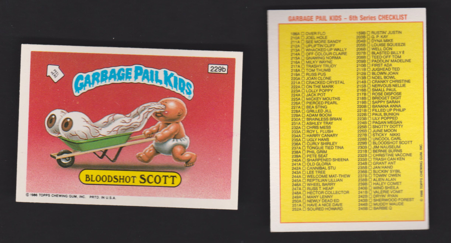 Topps Garbage Pail Kids U K iSSUE 1985 6th. Series 229b SCOTT - Click Image to Close