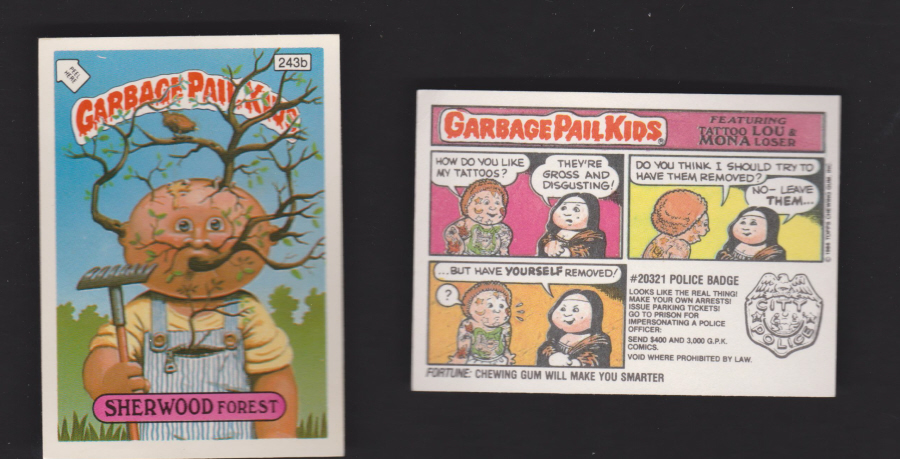 Topps Garbage Pail Kids U K iSSUE 1985 6th. Series 243b SHERWOOD DIFFERENT - Click Image to Close